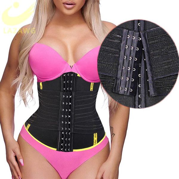 

women's shapers lazawg women sweat neoprene waist trainer corset trimmer belt body shaper slimming weight loss cincher slimmer, Black;white