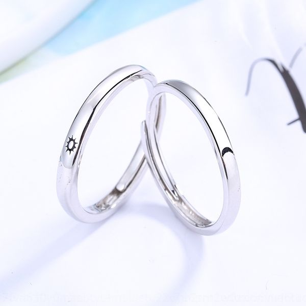 

wtj5 s925 band terling ilver ringear and sun moon couple opening adjustment tanabata sun moon star love ring, Silver