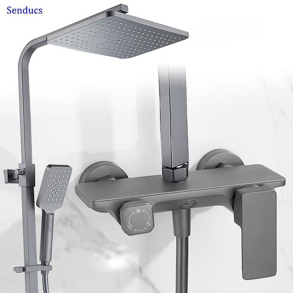 

arrival grey bathroom shower system brass boday square rainfall set faucet mixer in wall sets