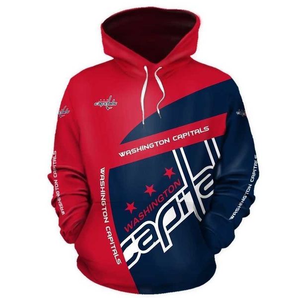 

washington men's fashion 3d hoodie black blue stitching red five-pointed star letter print capitals cool outdoor sweatshirt 1