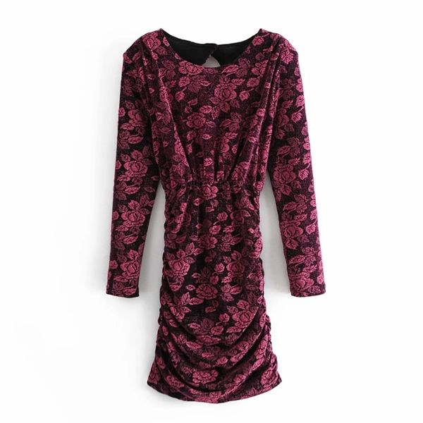 

spring fashion women flower jacquard hollow backless mini dress female long sleeve clothes casual lady sheath vestido d7235 210430, Black;gray