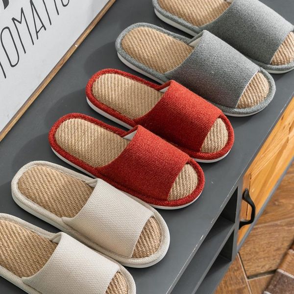 

slippers warm cotton and linen material men women couple soft sole indoor anti-skid silent solid shoes 2021, Black