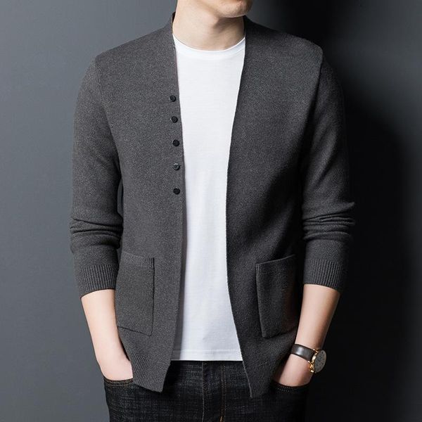 

men's sweaters brand autum quality fashion knit thick button up cardigan japanese men sweater casual solid coats jacket clothes, White;black