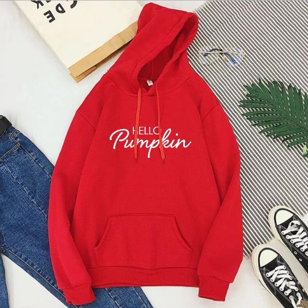 

hello pumpkin sweatshirt long sleeve fall autumn hoodies plus size letter 2021 women clothes women's & sweatshirts, Black