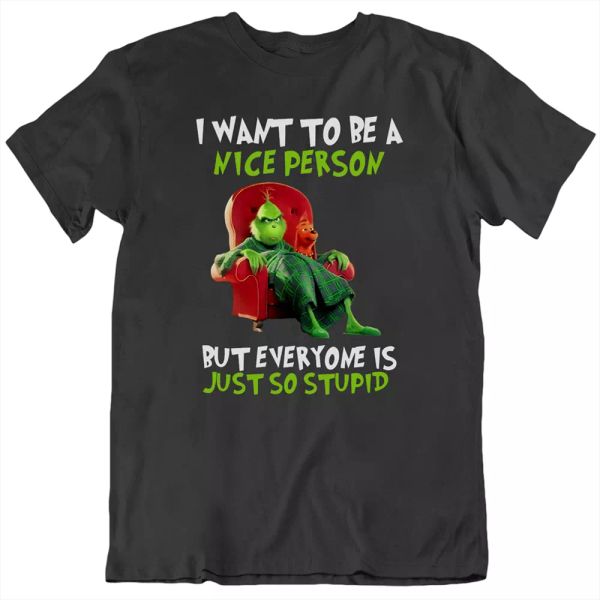 

cartoon tee i want to be a nice person but everyone is just so stupid funny new, White;black