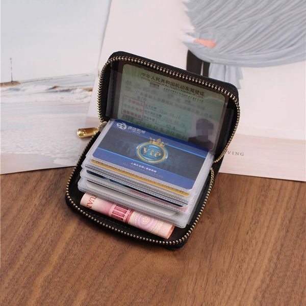 

card holders women/men business holder wallet case red/black/gray/yellow/blue/purple 26 bits zipper, Brown;gray