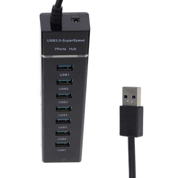

hubs 1pc 7 ports usb hub practical expansion transfer adapter data (black)