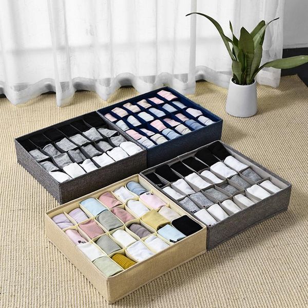 

grid storage boxes foldable bra underwear organizer closet drawer divider ties socks scarfs shorts case home organizing drawers