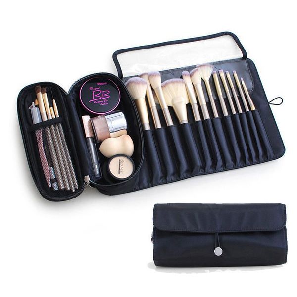 

cosmetic bags & cases roll-up women's professional makeup bag multifunctional brush case pouch travel waterproof beauty tools organizer