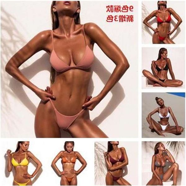 

the bikini women's split solid color swimsuit bikini, White;black