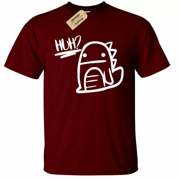 

mens huh confused dinosaur graphic tee cute dino graph party t shirt, White;black