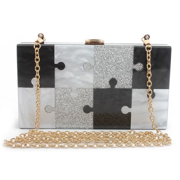 

fashion evening bag acrylic splicing hand dress dinner small square girl