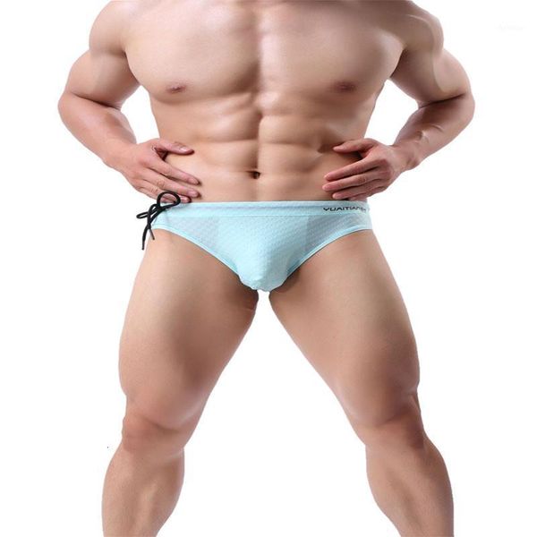 

swimsuit low waist swimwear men triangle solid men's swimming trunk underwear briefs string short bathing suit brave person1