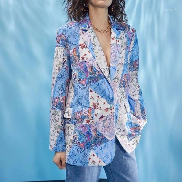 

women's suits & blazers 2021 european and american spring autumn printed fashion small suit jacket top, White;black
