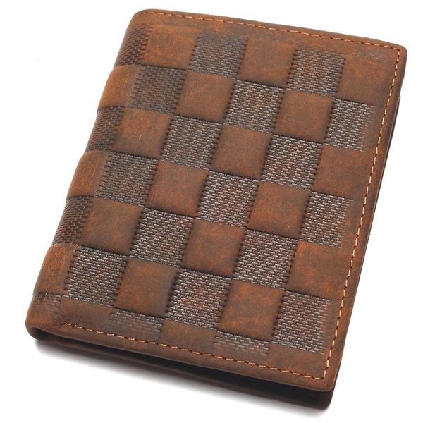 

wallets crazy horse leather men's layer lattice wallet business real luxury and classical design mens small, Red;black