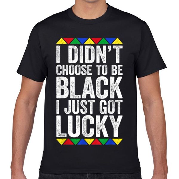 

men's t-shirts t shirt men i didnt choose to be black just got lucky pride design geek cotton male tshirt, White;black
