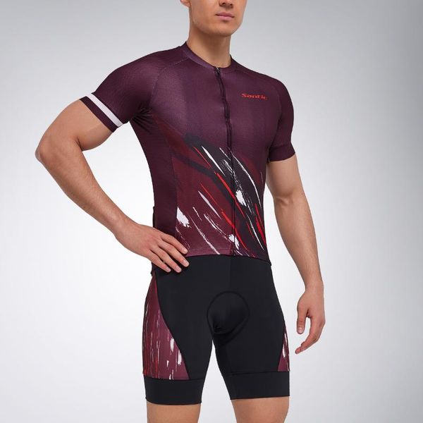 

racing sets santic men cycling set bib shorts beathable summer sport mtb jerseys clothing short bike jersey asian size, Black;blue
