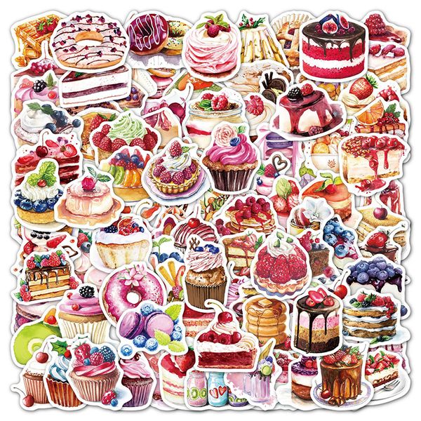 100 Stück Dessert-Aufkleber, süßer Kuchen, Eis, Donut, rosa, süße Graffiti, Notebook, Laptop, Gepäck, Koffer, Skateboard, Snowboard, Motorrad, Fahrrad, Pad-Aufkleber