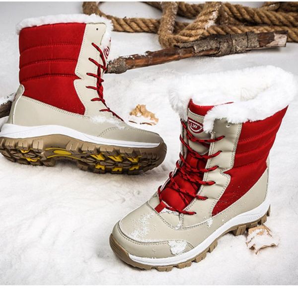 

boots winter fashion high-snow women's shoes thick plush plus velvet warm non-slip large size cotton, Black