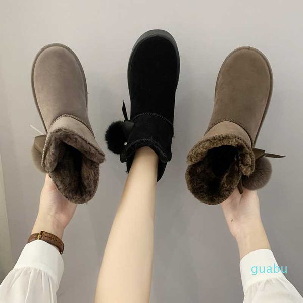 

flats warm snow ankle boots winter casual women fashion plush sport chelsea botas pu leather slip-on cozy mujer zapatos, Black