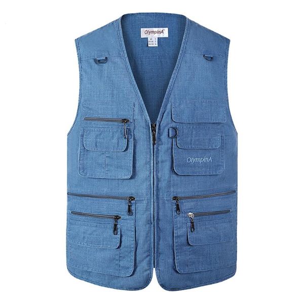 

men's vests classic multi pocket vest for men spring autumn male casual sleeveless pographer jacket with many summer waistcoat, Black;white