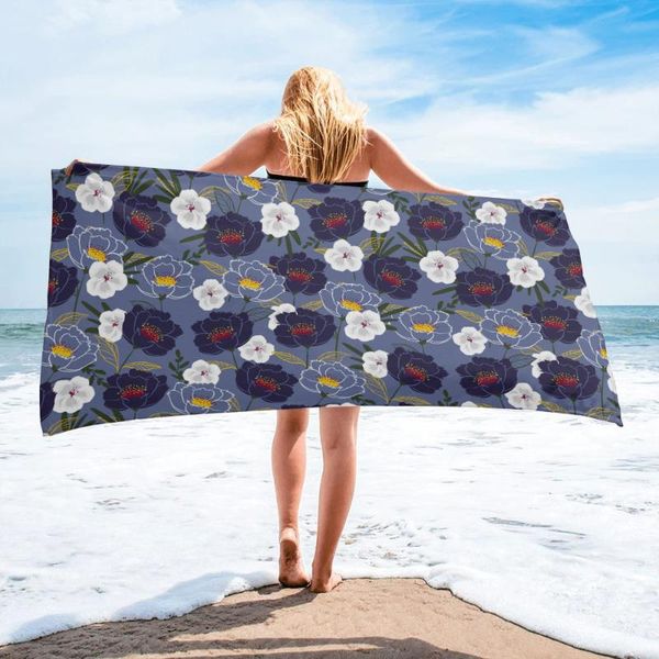 

towel plant retro flower bath microfiber beach towels quick-dry for adults yoga mat