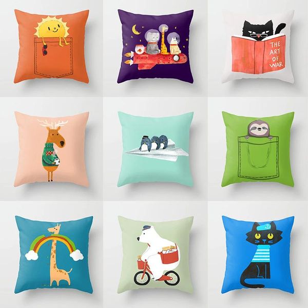 

cartoon animal pattern peach skin pillowcase cushion/decorative pillow