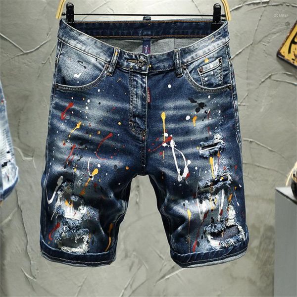 

men's jeans european style fashion brand blue slim denim trousers skull straight stretch pants