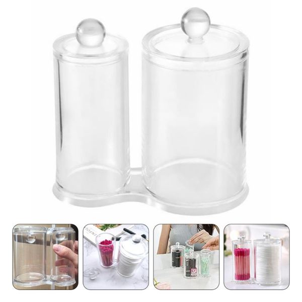 

storage drawers transparent cotton swabs box bathroom vanity powder pad organizer