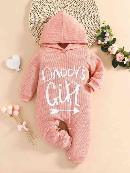 

baby letter & geo print waffle knit hooded jumpsuit she, Blue