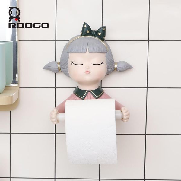 

roogo toilet paper holder shaped in cute modern girls wall mounted self adhesive resin for kitchen bathroom home holders