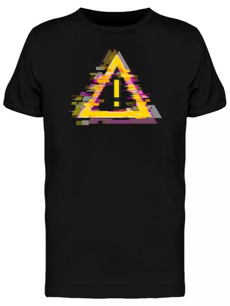 

glitched danger symbol logo men's tee -image by shutterstock, White;black