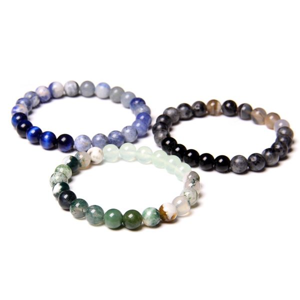 Fascino Perline di pietra naturale Bracciale con fili femminili Bellissimo braccialetto con perline rotonde di agate Regali creativi