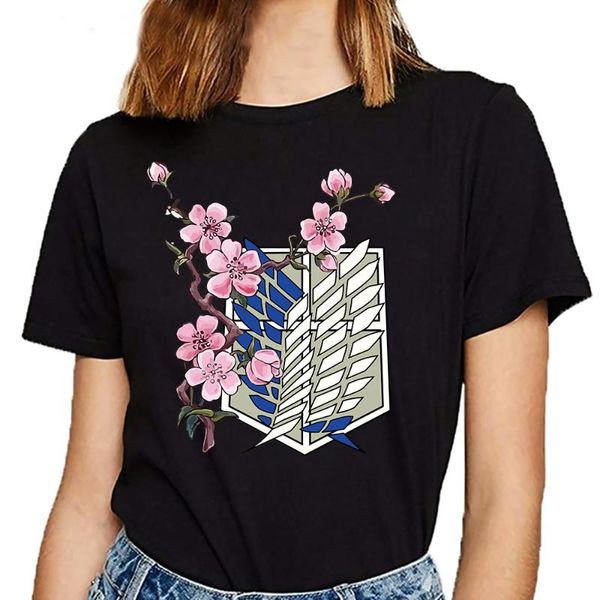 

women's t-shirt attack on titan anime t shirt women short sleeved harajuku streetswear tee, White