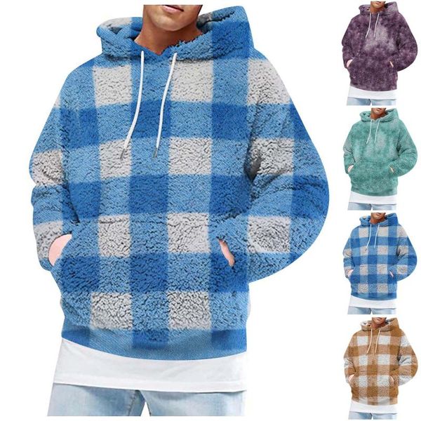 

men's hoodies & sweatshirts winter hoodie sweatshirt male plaid printed pure colour hip-hop long sleeve fashion clothing masculino suda, Black