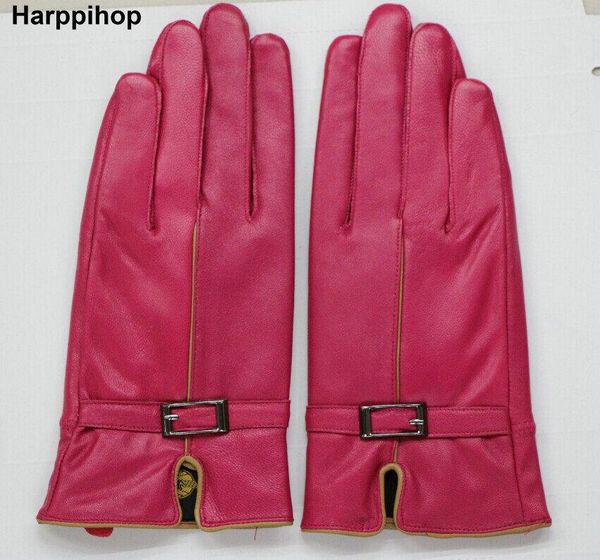 

fingerless gloves harppihop*fashion genuine leather for women short winter warm glove black red brown 1 pair/lot, Blue;gray