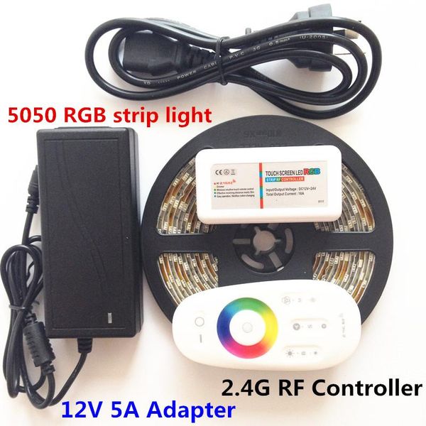 

led strip waterproof light flexible tape 5m 10m 15m 20m+rf touch remote controller+power adapter supply strips
