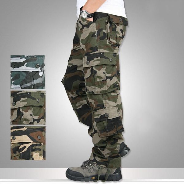 

men's pants mens army military tactical cargo pantalones camouflage trousers work overalls sweatpants loose plus size, Black