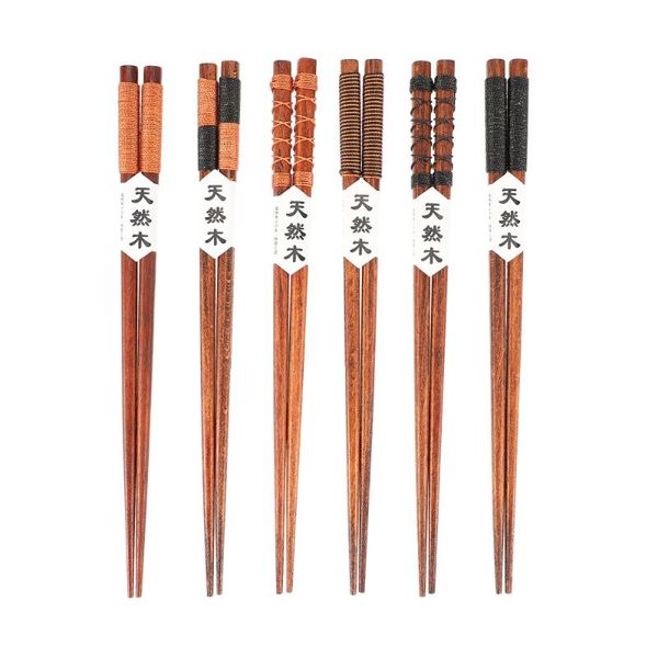 

chopsticks 1 set 6 pairs durable wooden long practical pot