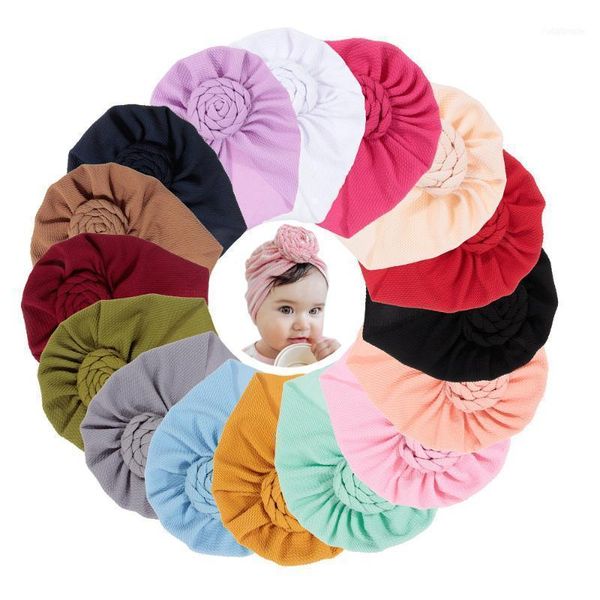 

caps & hats toddler solid color handmade braided comfortable breathable baby girls turban children headwear kids pography props1, Yellow