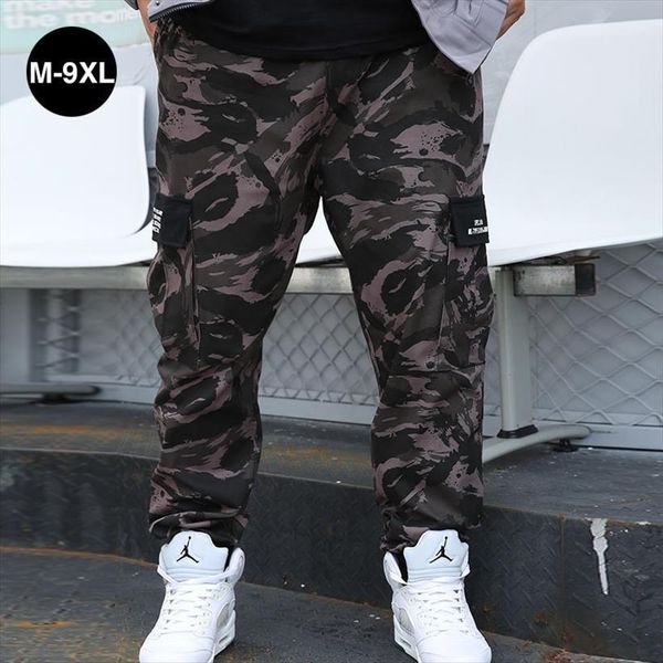 

plus size pockets cargo harem women pants 7xl 8xl 9xl hip hop casual male joggers trousers fashion streetwear, Black