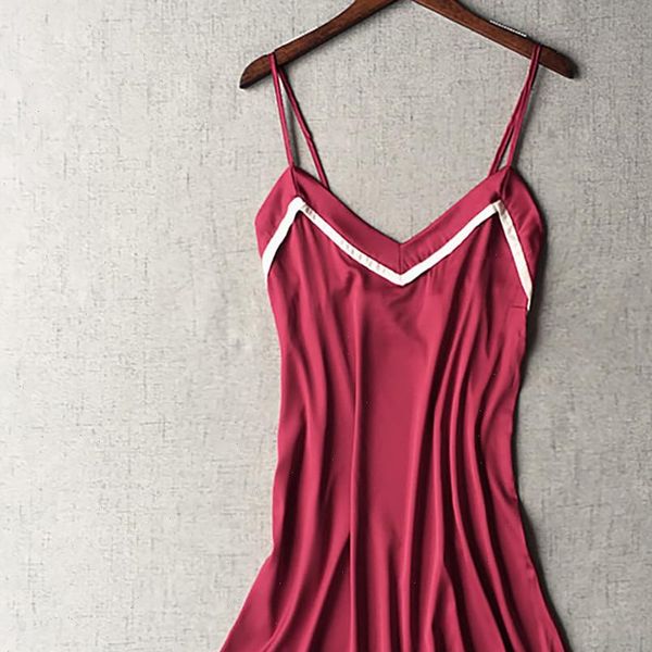 

satin nightgown home dress womens sleepwears nightwear plus size 3xl night shirt female silk sleep lounge, Black;red