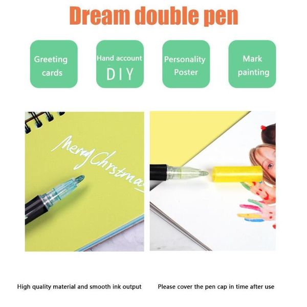 

highlighters 12pcs outline metallic markers double line magic shimmer adults set drawing for kids coloring journal paint pens art signat c3m, Black;red