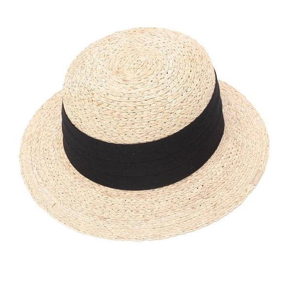 

wide brim hats double-sided ribbon raffia hat women's fashion spring and summer sun solid color beach fisherman's basin panama, Blue;gray