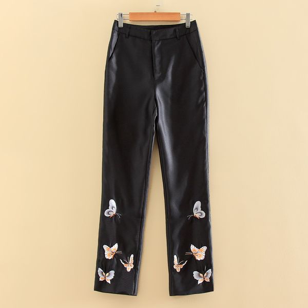

women's pants & capris mill embro high-end women floral slim vintage royal embroidery lady beautiful autumn trousers female s-xxl 6blx, Black;white