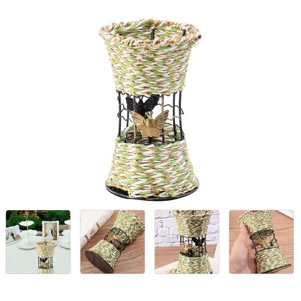 

storage baskets 2pcs pastoral style iron art flower vase woven dry arrangement