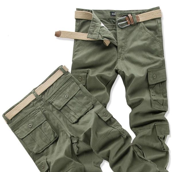 

men's pants men cargo combat military work overalls straight long trousers multi-pocket baggy casual cotton slacks tactical army, Black