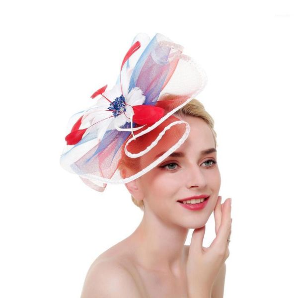 

women ladies elegant flower net hat hair accessories dress mesh glove costume1