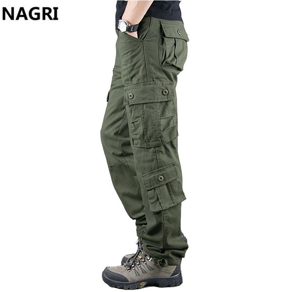 Homens Calças De Carga Com Multi Pocket Outwear Militar Militar Macacão Trabalho Tático Track Trainig Algodão Baggy 210715