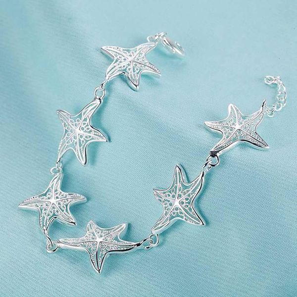 Link, Chain Bohemia Prata Banhado Clássico Design Starfish Braceletes 2021 Moda Charme Mulheres Casamento Jóias para